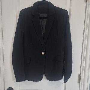 Classic Single-Button Black Blazer